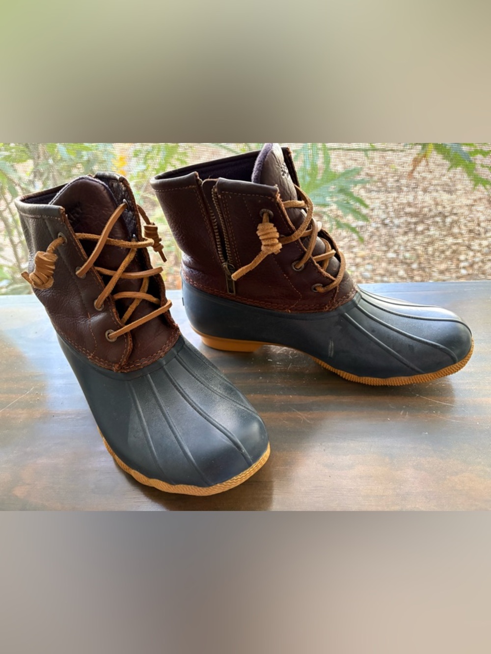 Sperry Saltwater 4-eye Duck Boots •waterproof •navy and brown •size 8 - Picture 10 of 16